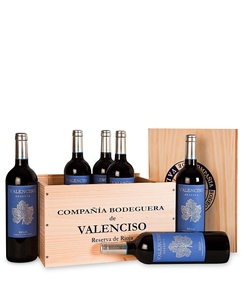 Caisse bois d’origine 6 bouteilles Valenciso Premium Rioja Reserva 2016