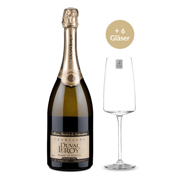 1 bouteille Blanc de Blancs Prestige Grand Cru Brut + 6 verres