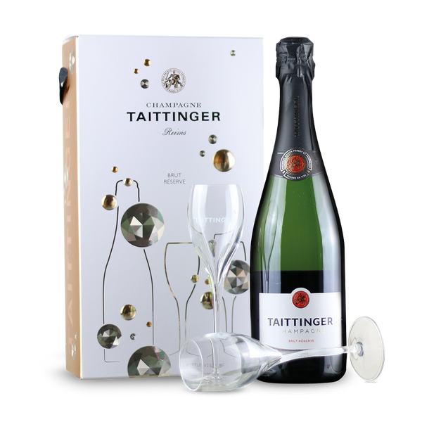 Offre Réserve Brut avec 2 verres à Champagne en emballage cadeau