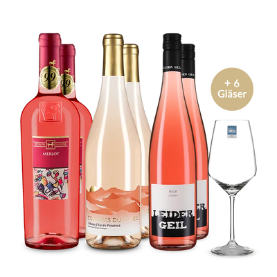 Offre Rosé deluxe : 6 bouteilles + 6 verres à vin
