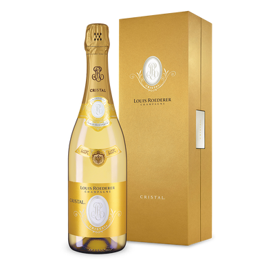 Champagne Cristal Brut 2016 dans son emballage cadeau