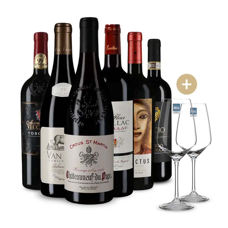 Offre 6 bouteilles : vins des jours de fêtes + 2 verres