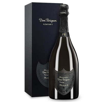 Champagne Dom Pérignon Plénitude 2 Brut 2008 dans son emballage cadeau