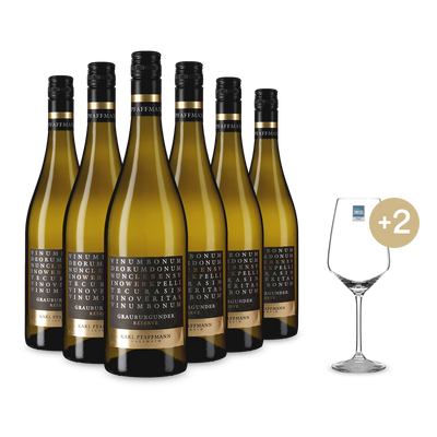 6x Lebenswerk Pinot Gris Réserve sec 2025+2 verres à vin
